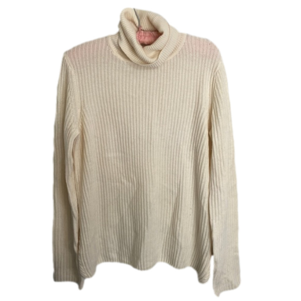 A.l.c. Cashmere Wool Blend Emry Ivory White Criss Cross Knit Sweater Large